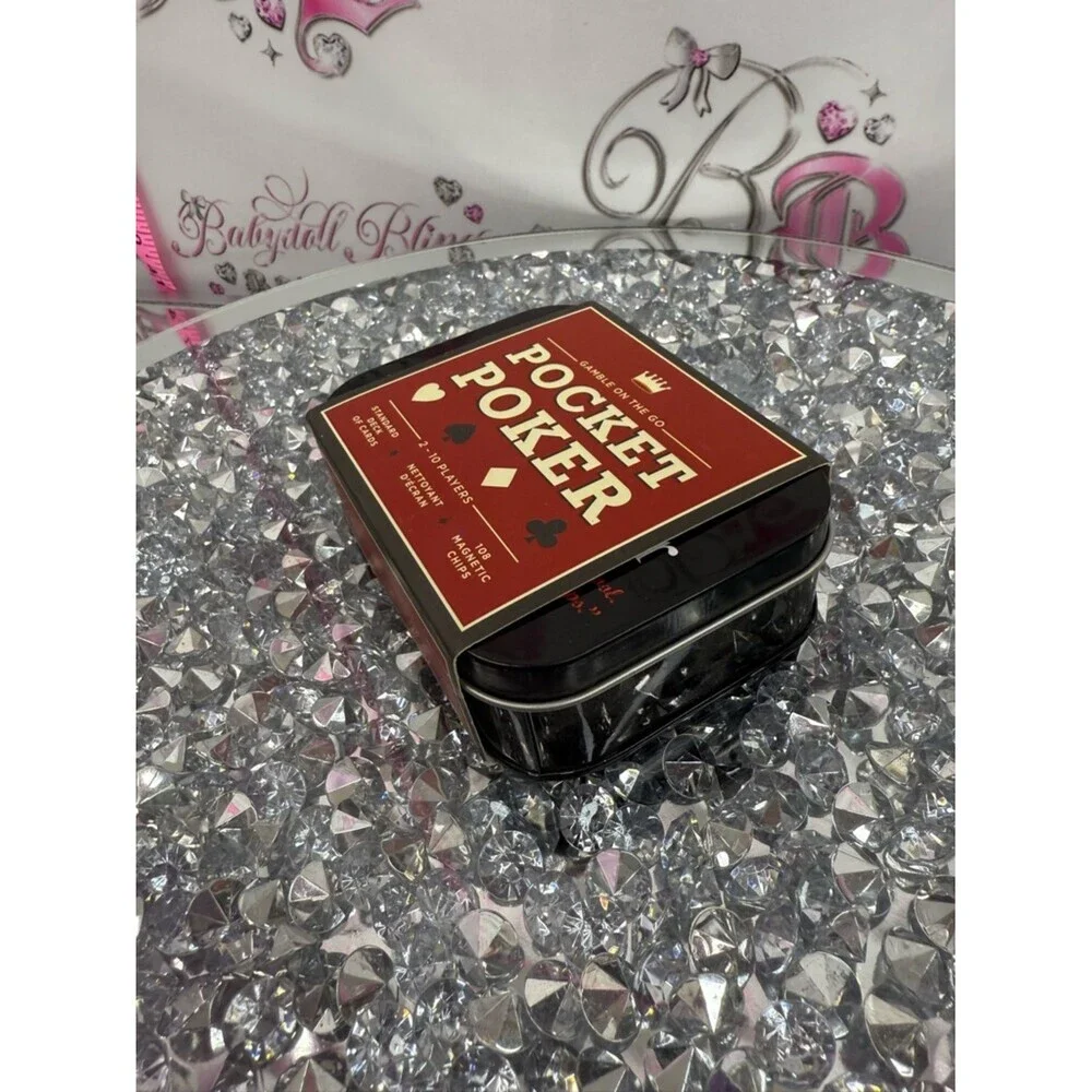 Restoration Hardware pocket poker game travel Red and Black Pocket Poker Tin